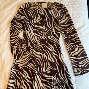 Reformation Zebra Satin Dress (XS) worn once